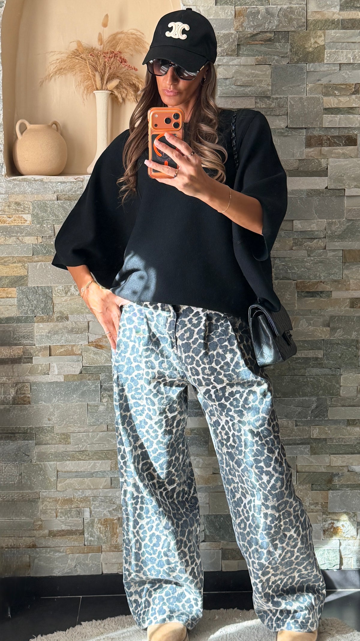 Pull ample manches courtes Noir