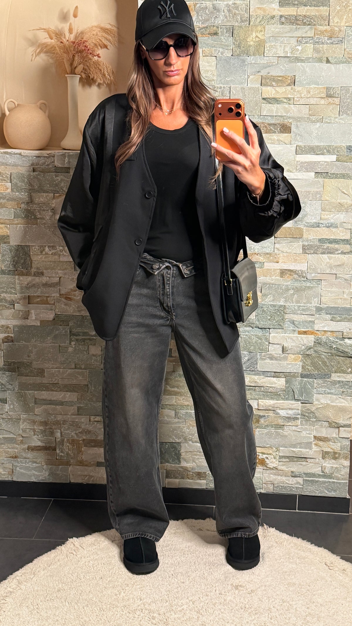 Blazer oversize style bombers bimatière Noir