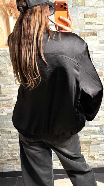 Blazer oversize  style bombers  bimatière Noir