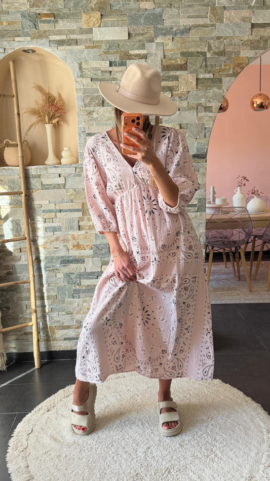 Robe bandana rose poudré