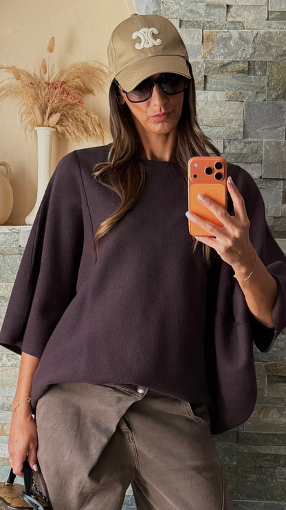 Pull ample manches courtes Choco