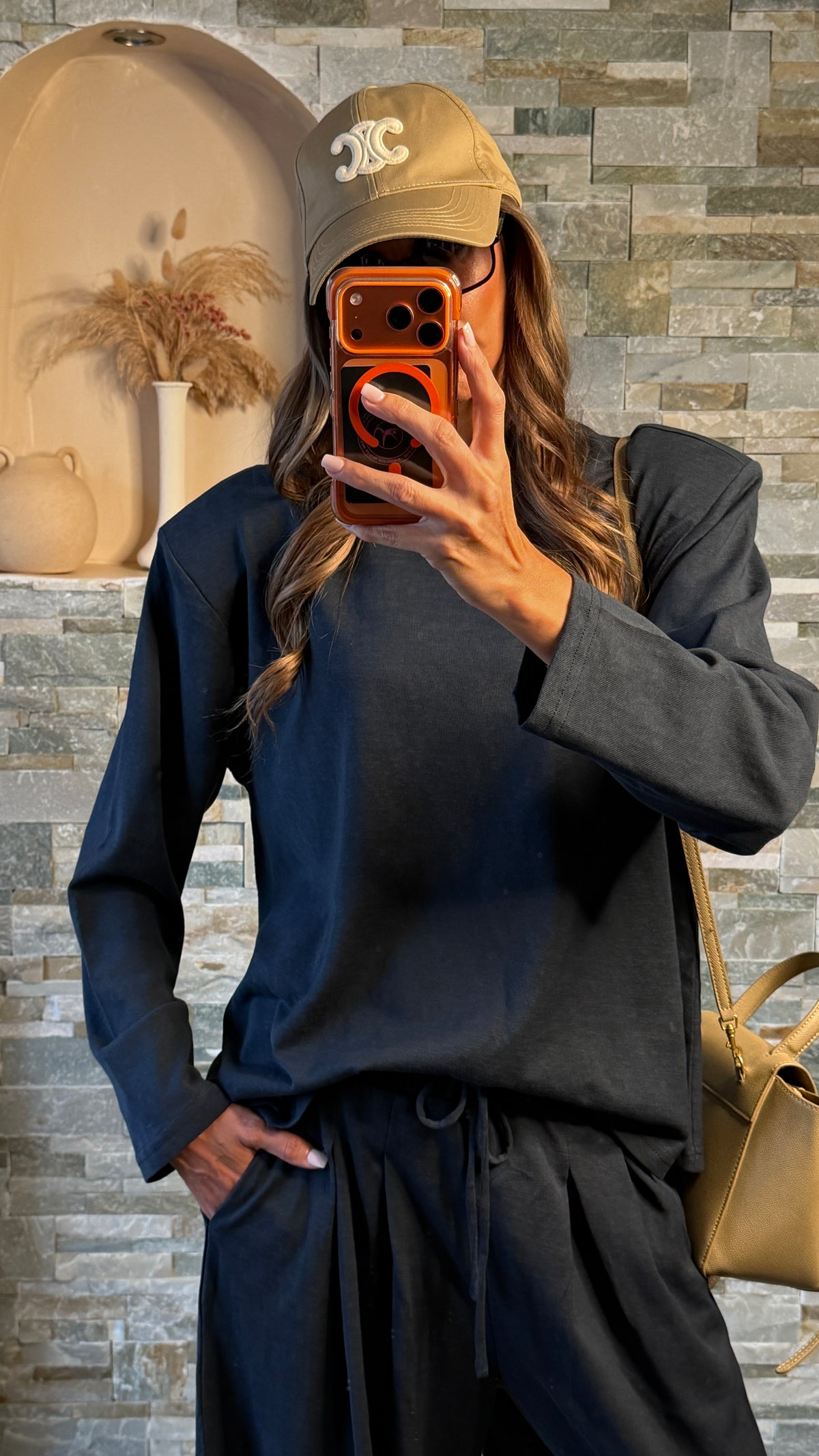 Set oversize pantalon fluide et top à épaulettes Navy