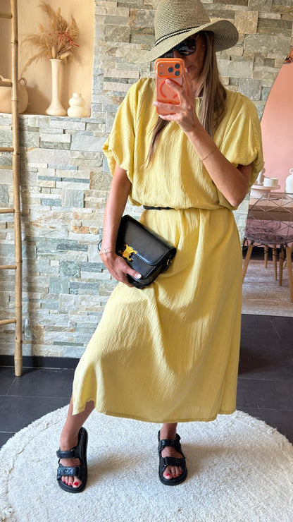 Robe empire Moutarde