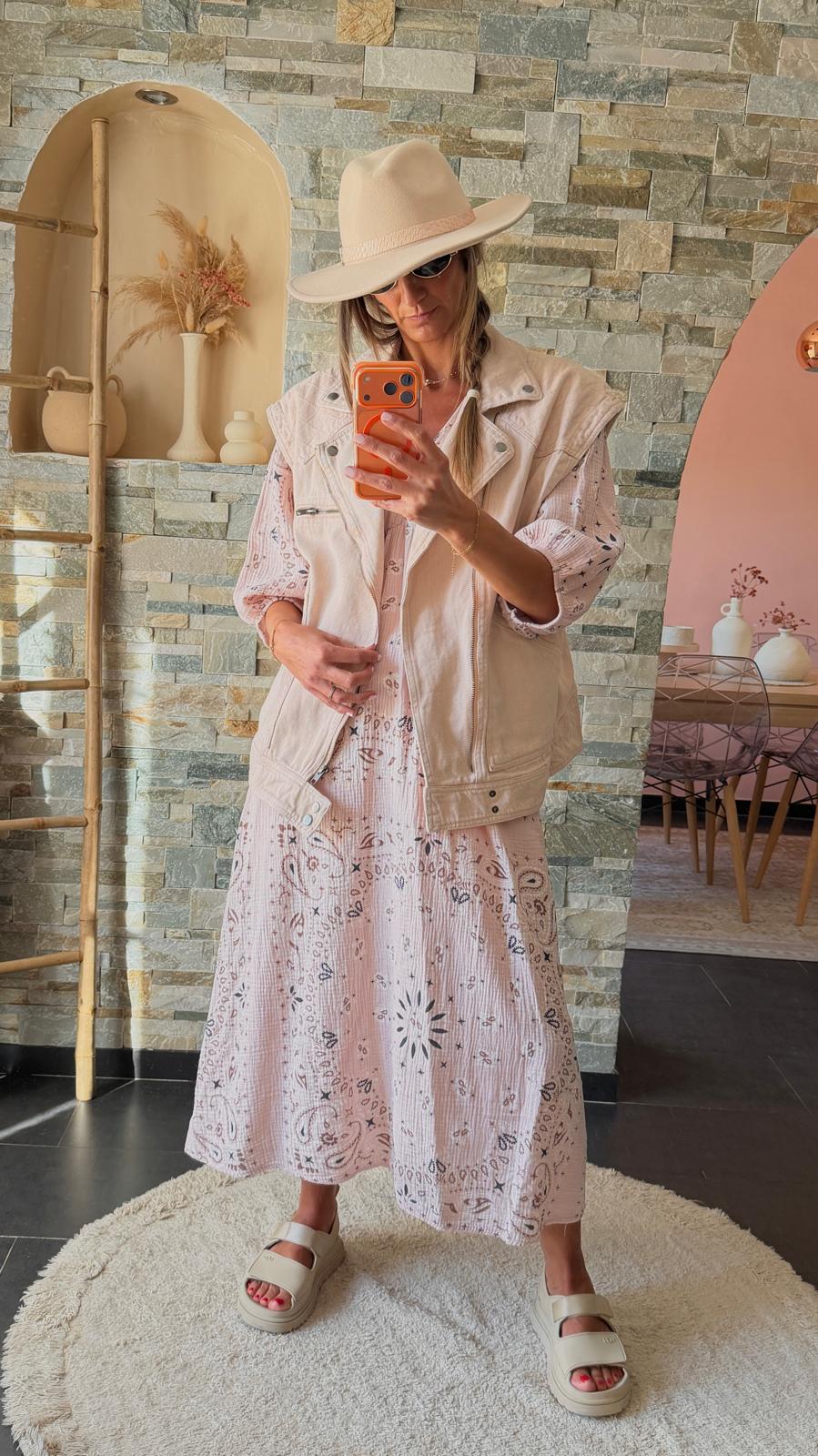 Robe bandana rose poudré