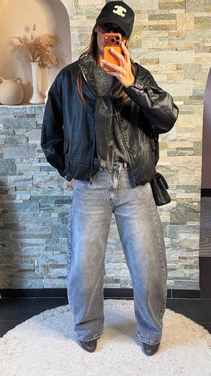 Jean à fermeture asymétrique Gris