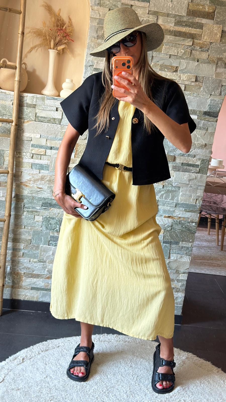 Robe empire Moutarde