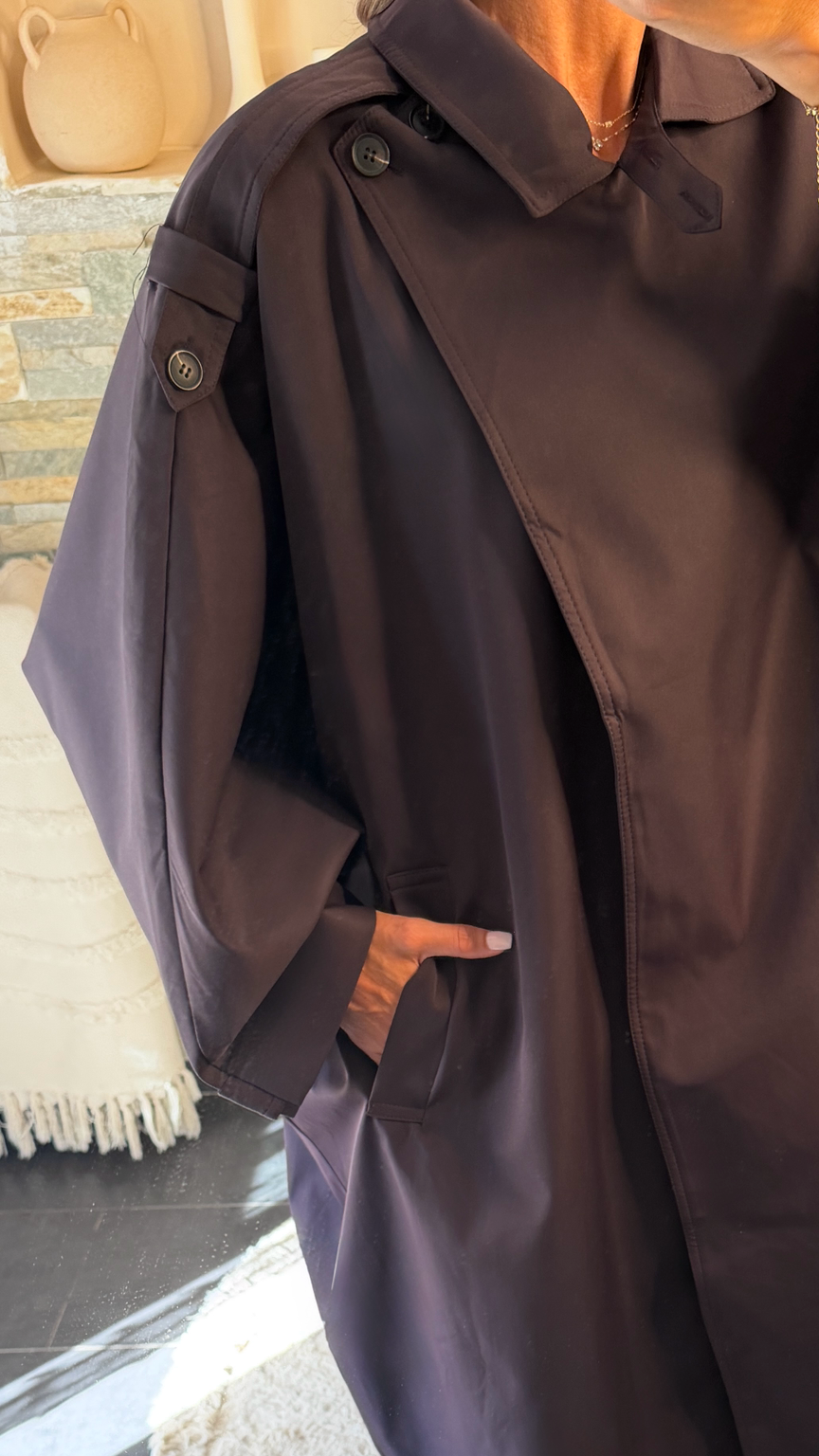 Trench oversize croisé Prune