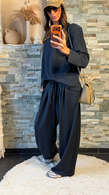 Set oversize pantalon fluide et top à épaulettes Navy