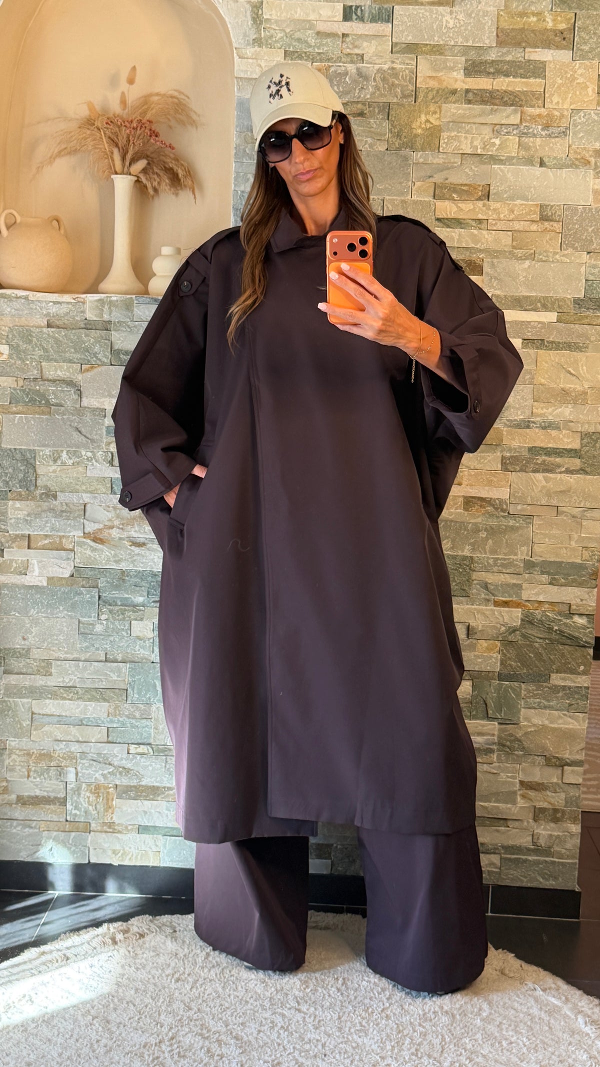 Trench oversize croisé Prune
