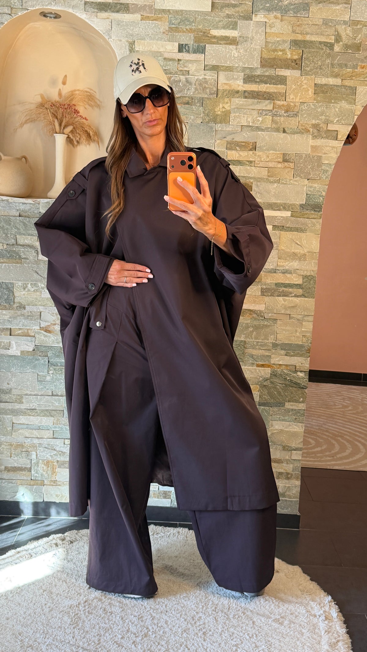 Trench oversize croisé Prune