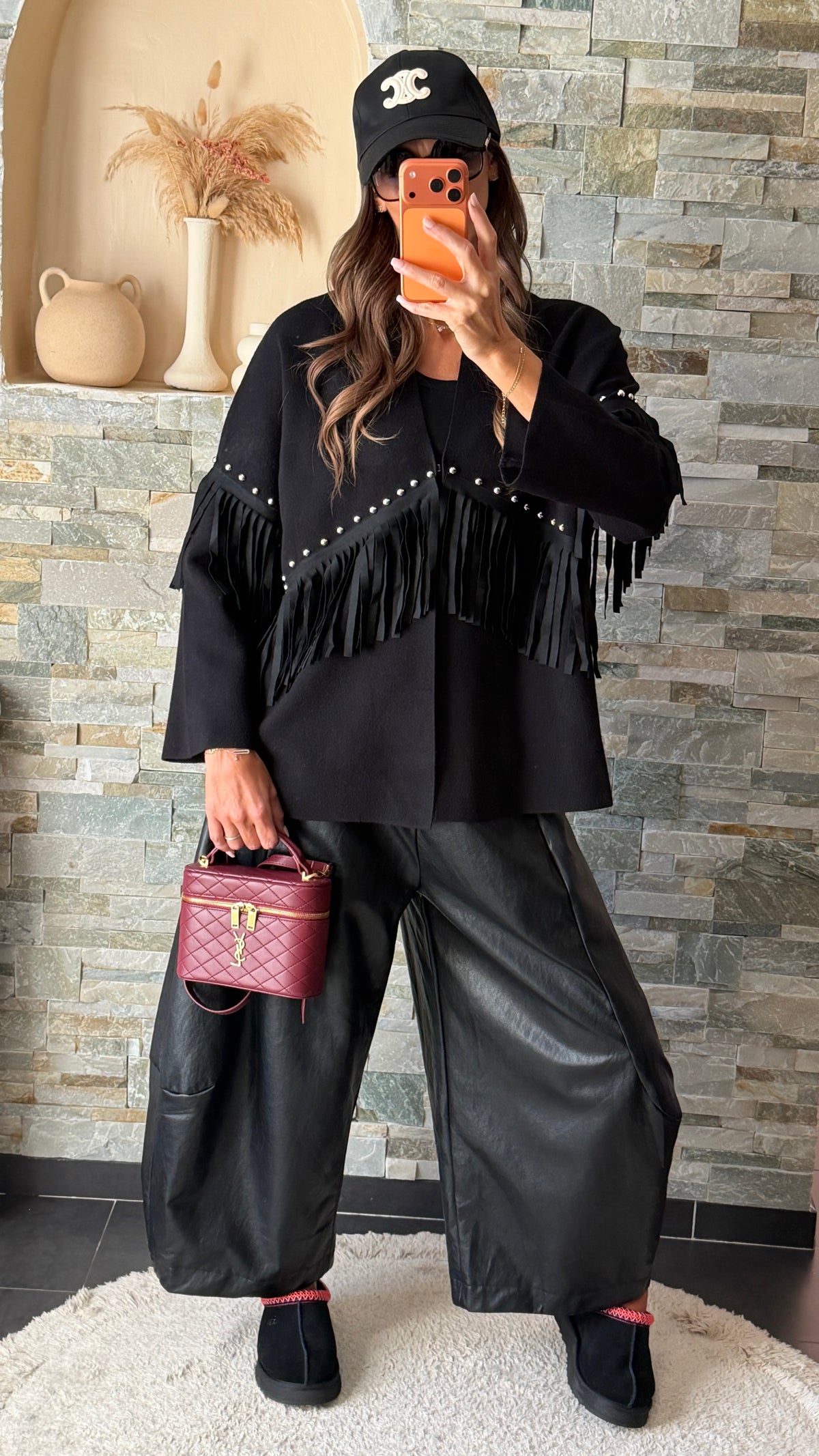 Pantalon ballon simili cuir Noir