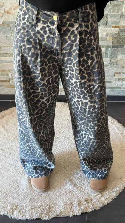 Jean wide leg Léopard