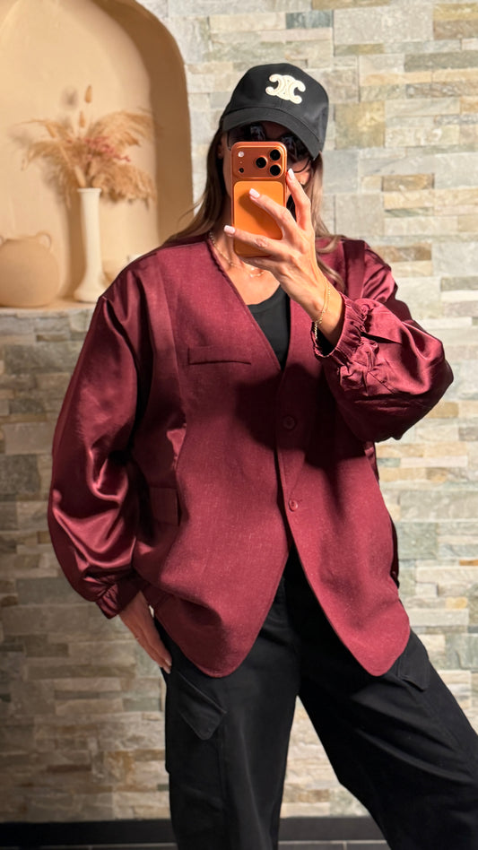 Blazer oversize  style bombers  bimatière Bordeaux