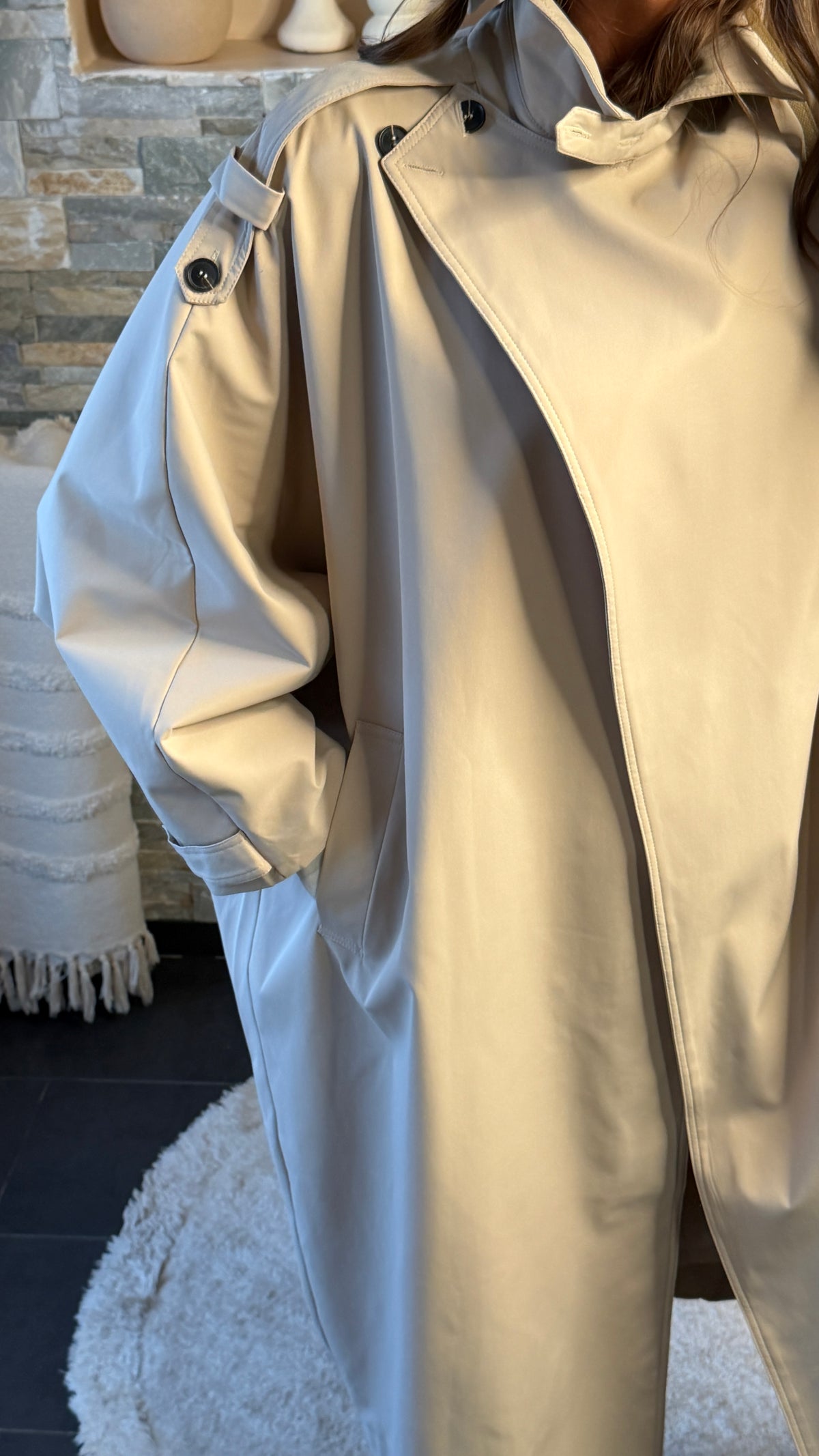 Trench oversize croisé Camel