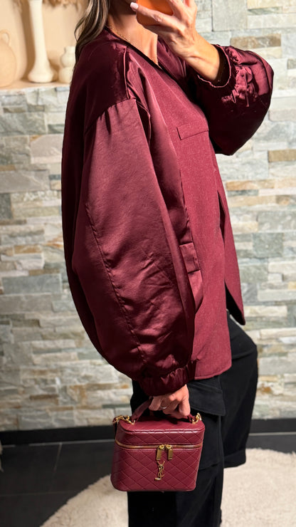 Blazer oversize  style bombers  bimatière Bordeaux