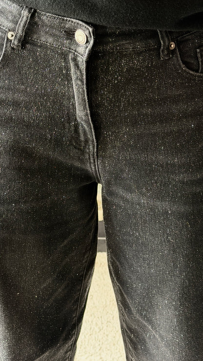 Jean mom pailleté Noir