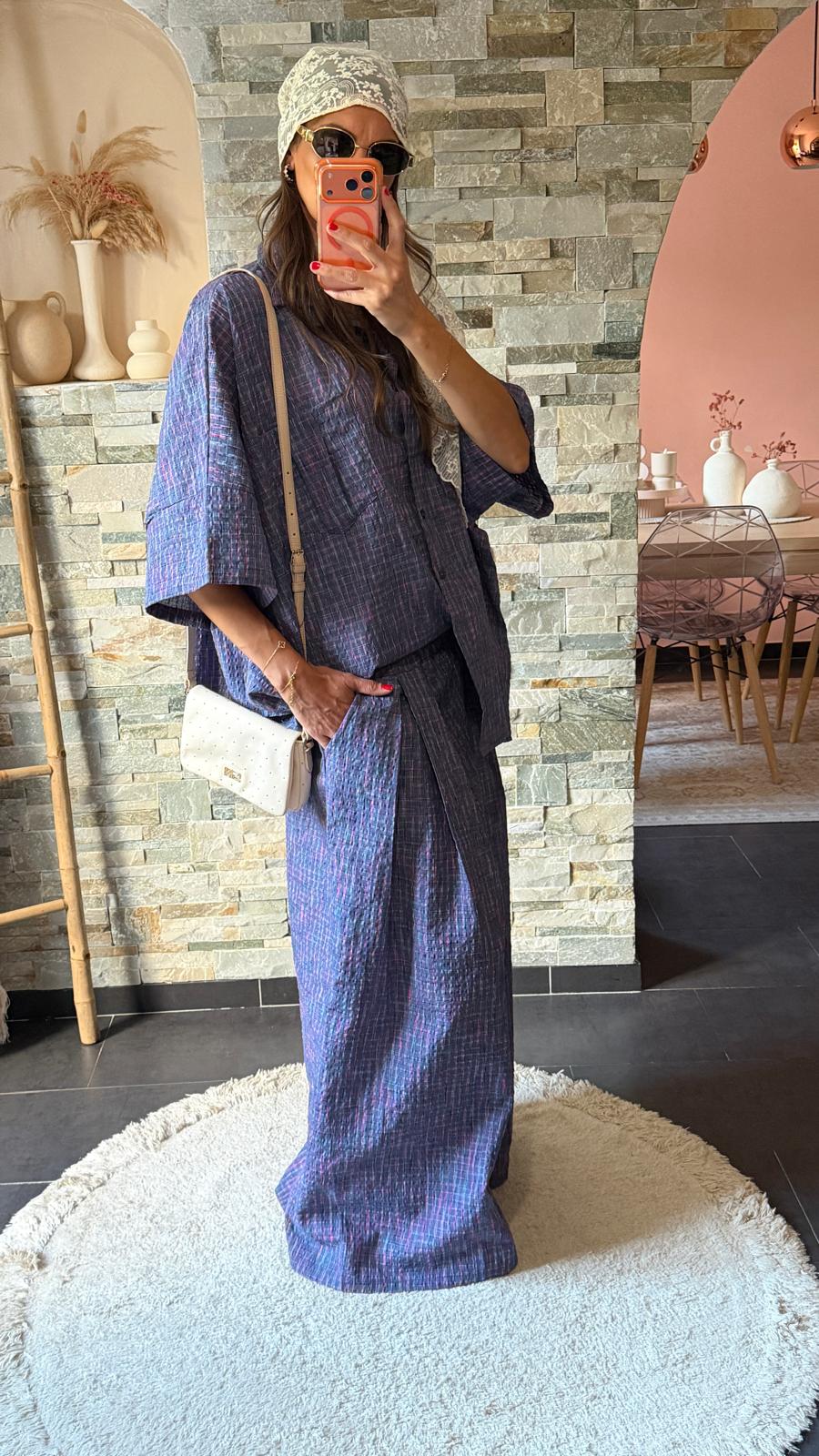 Ensemble oversize chemise + pantalon violet