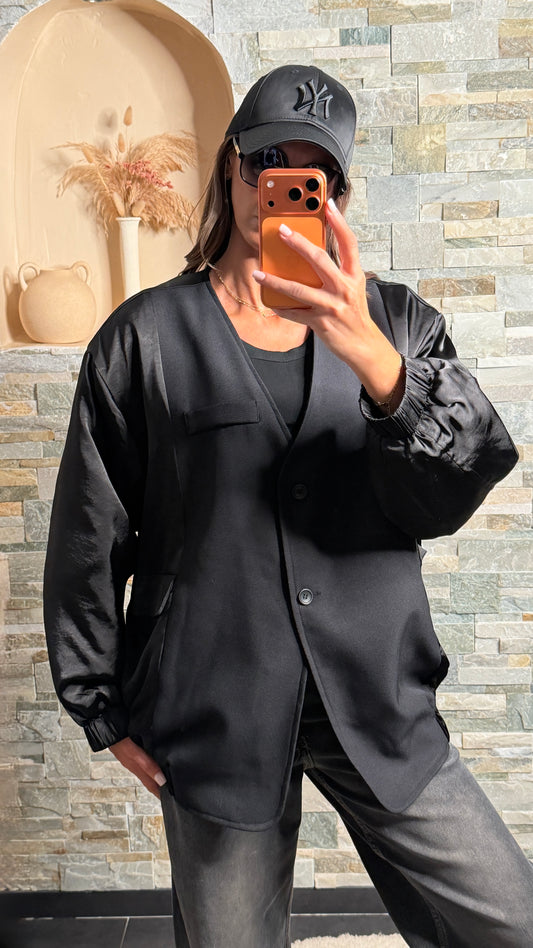 Blazer oversize  style bombers  bimatière Noir