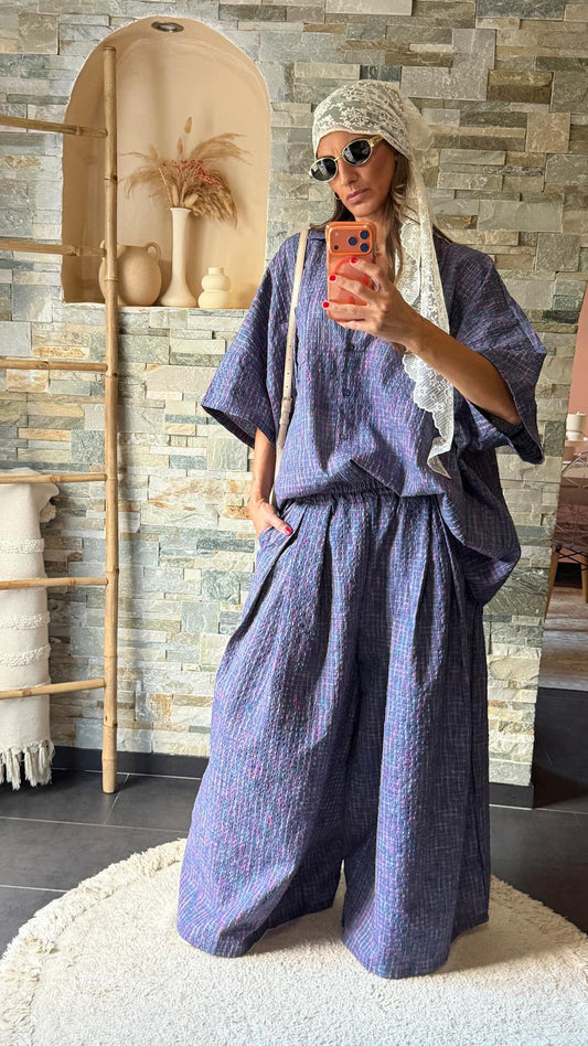 Ensemble oversize chemise + pantalon violet