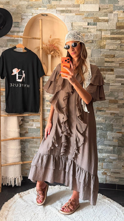 Robe à volants Marron