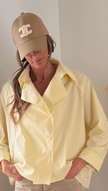 Chemise oversize boutons asymétriques Jaune