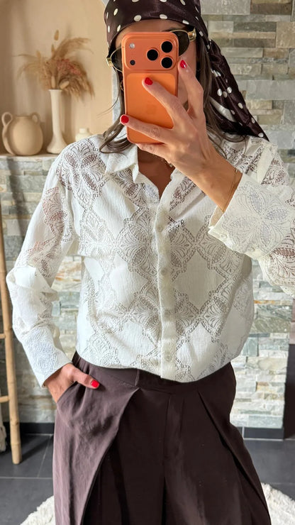 Chemise dentelle Crème