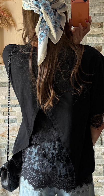 T-Shirt dentelle Noir