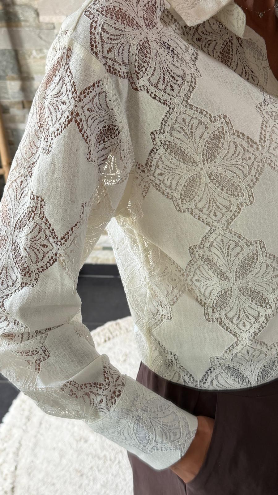 Chemise dentelle Crème
