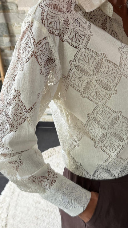Chemise dentelle Crème