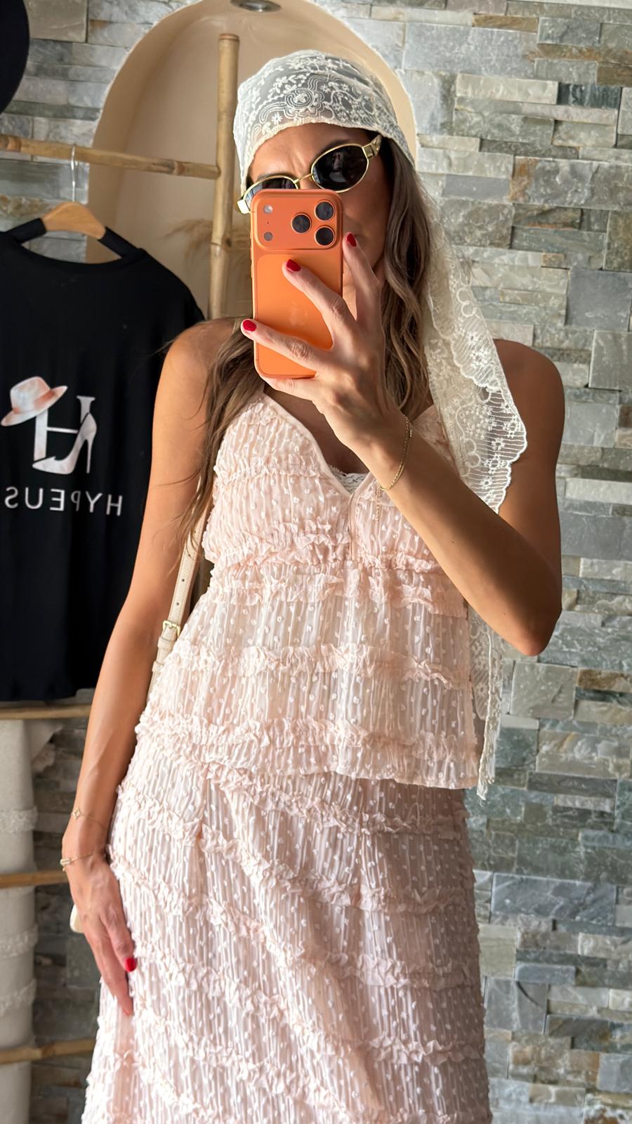 Ensemble Jupe plumetis Nude