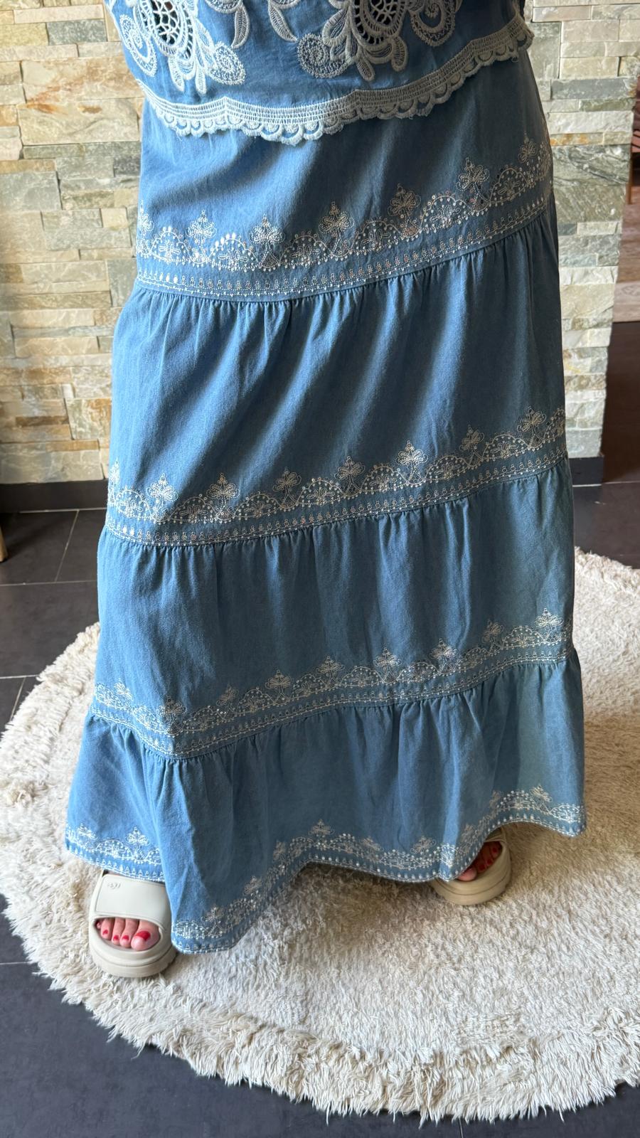 Used Ruffle Denim Skirt