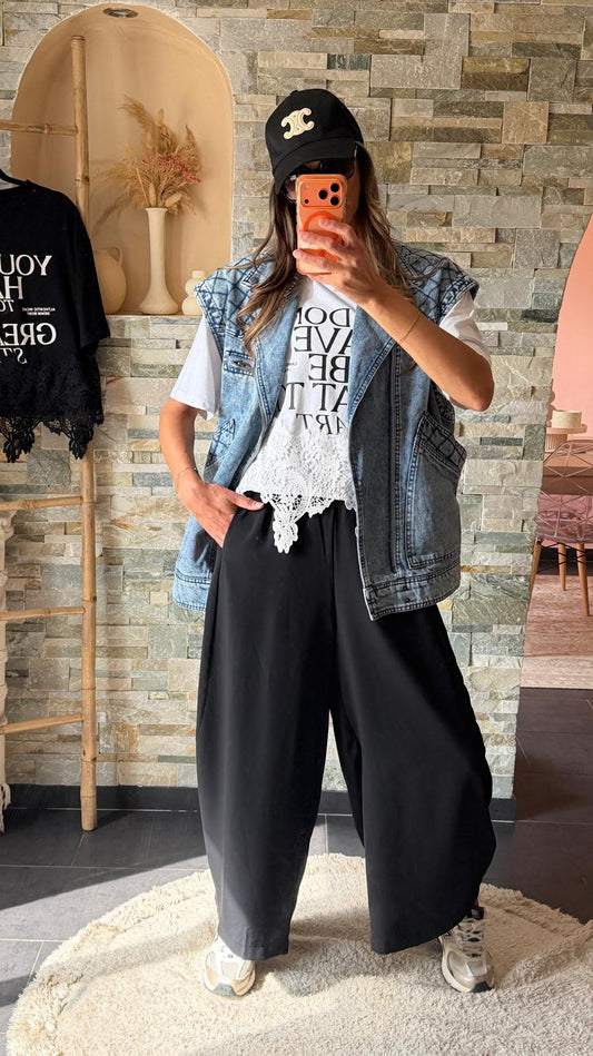 Fluid Black Barrel Trousers
