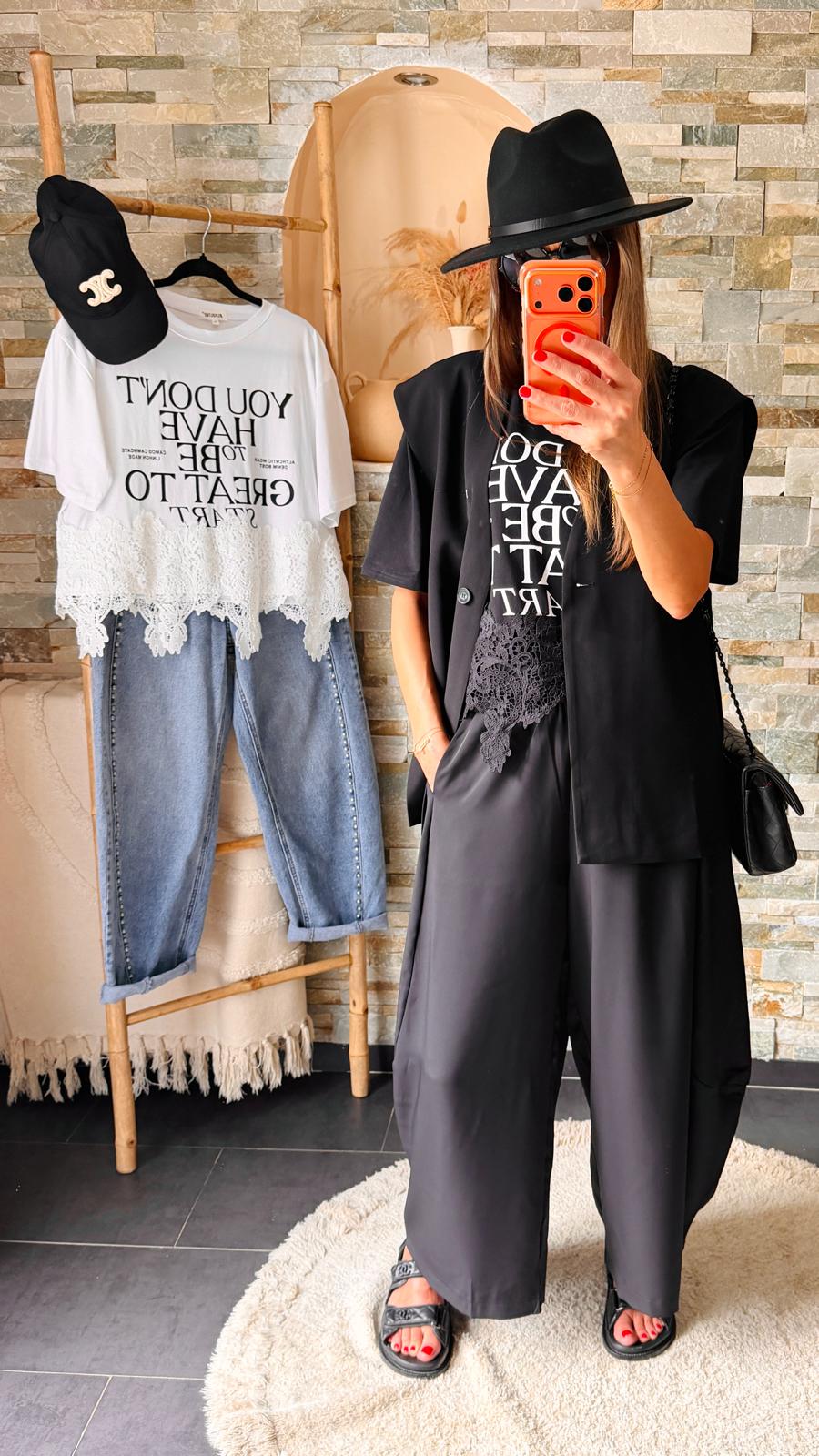Pantalon barrel fluide Noir