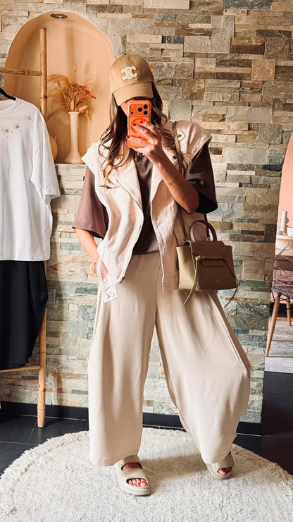 Pantalon barrel fluide Beige