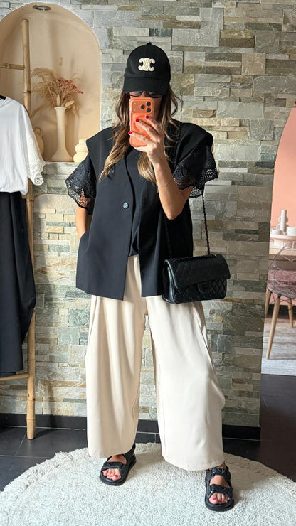 Pantalon barrel fluide Beige