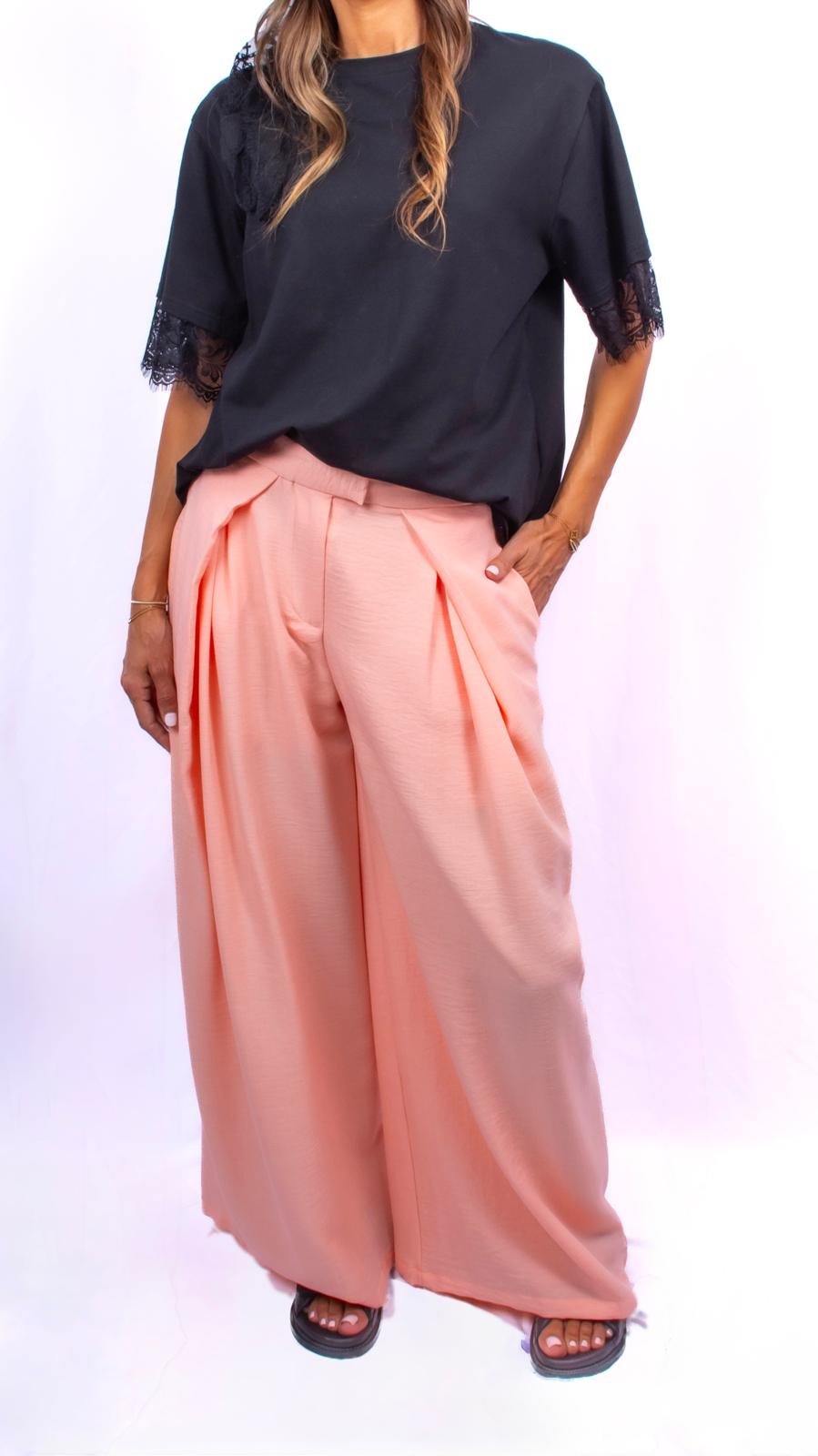 Pantalon palazzo fluide Saumon