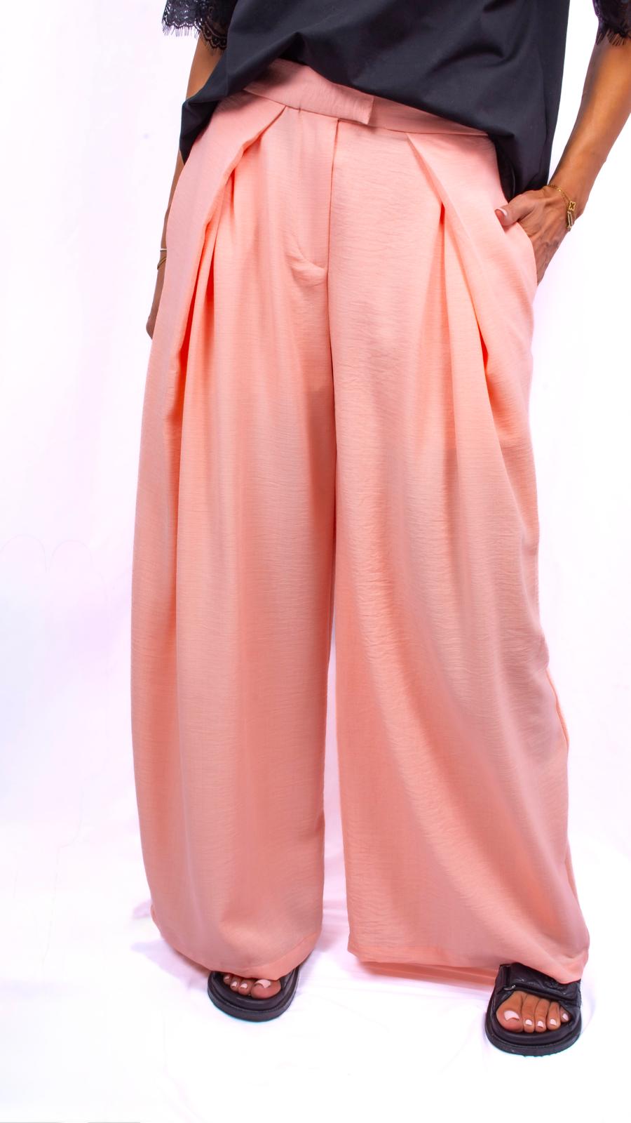 Pantalon palazzo fluide Saumon
