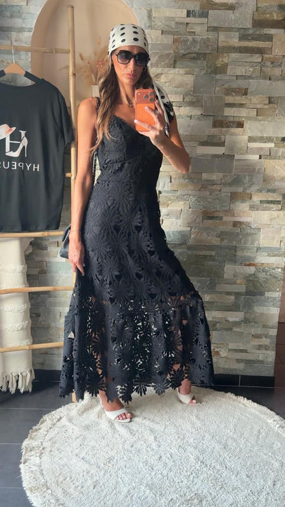 Robe dentelle fleur Noir