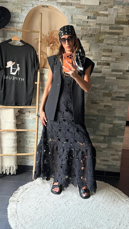 Robe dentelle fleur Noir
