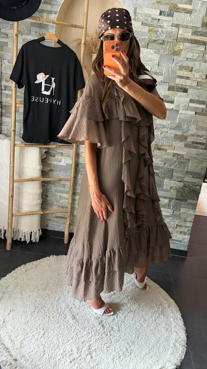 Robe à volants Marron