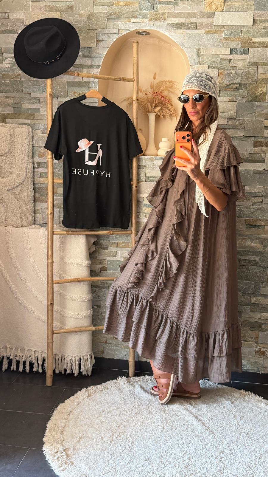 Robe à volants Marron