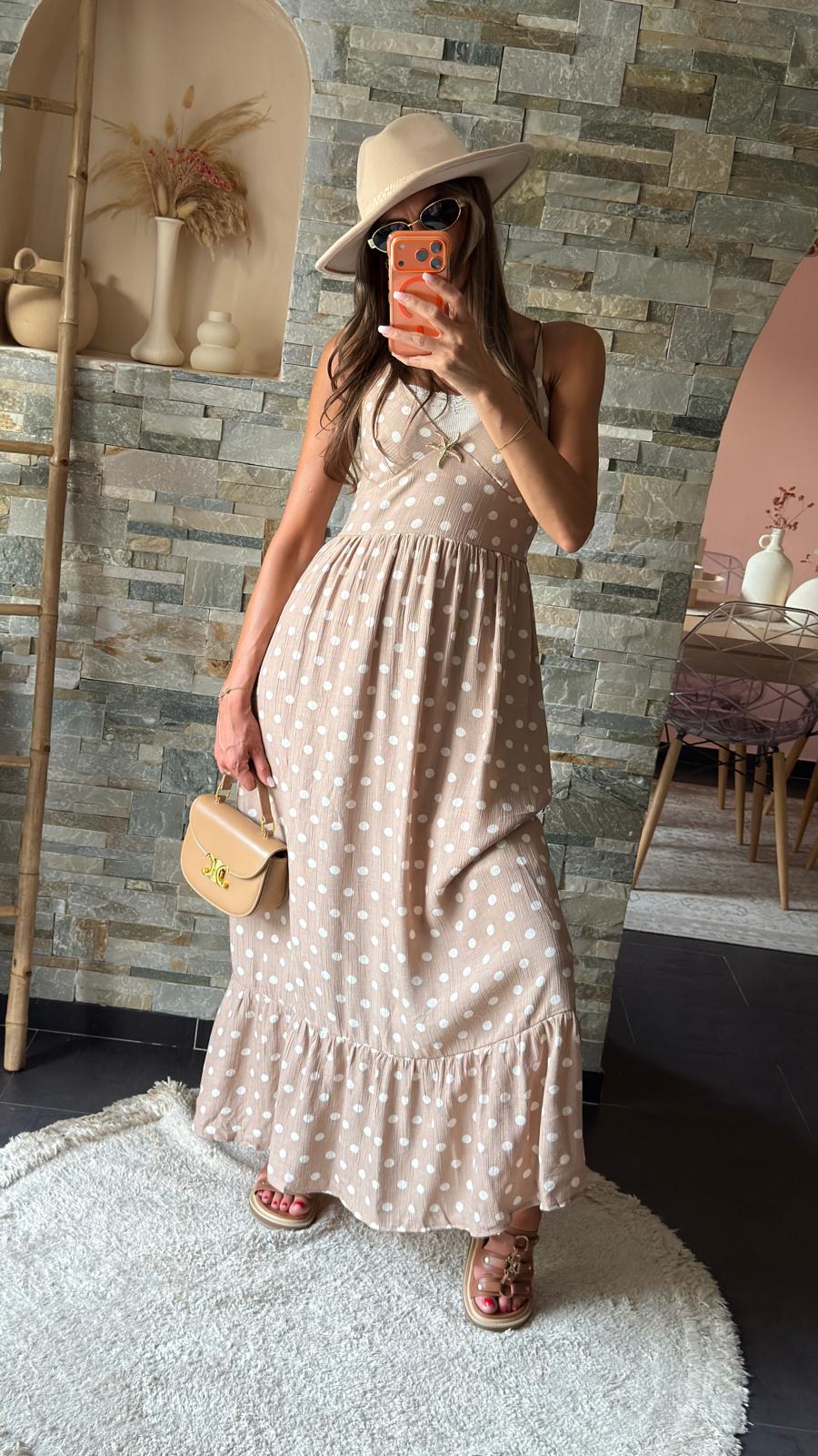 Robe à pois Taupe/Crème