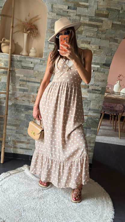 Robe à pois Taupe/Crème