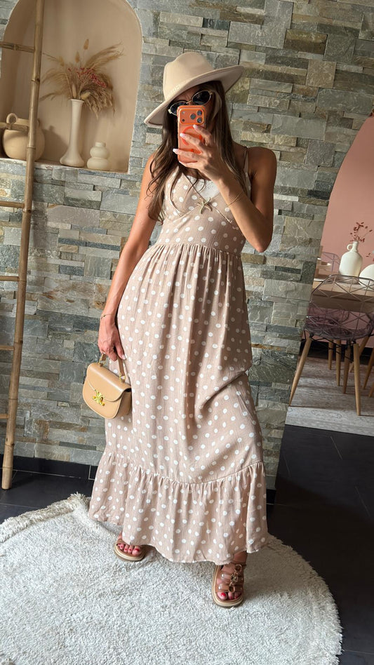 Robe à pois Taupe/Crème
