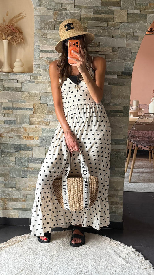 Robe à pois Crème/Noir