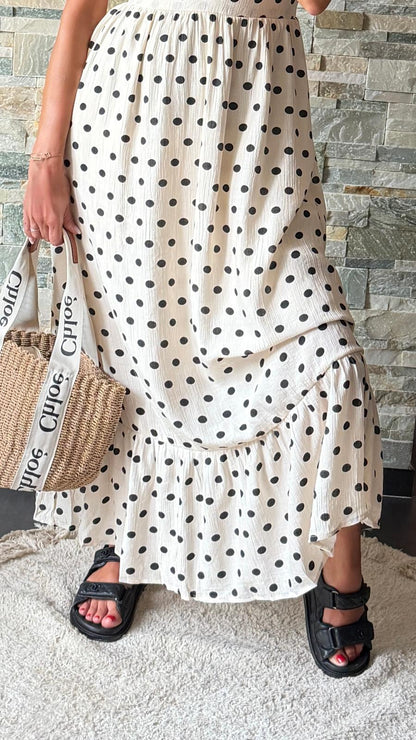 Robe à pois Crème/Noir